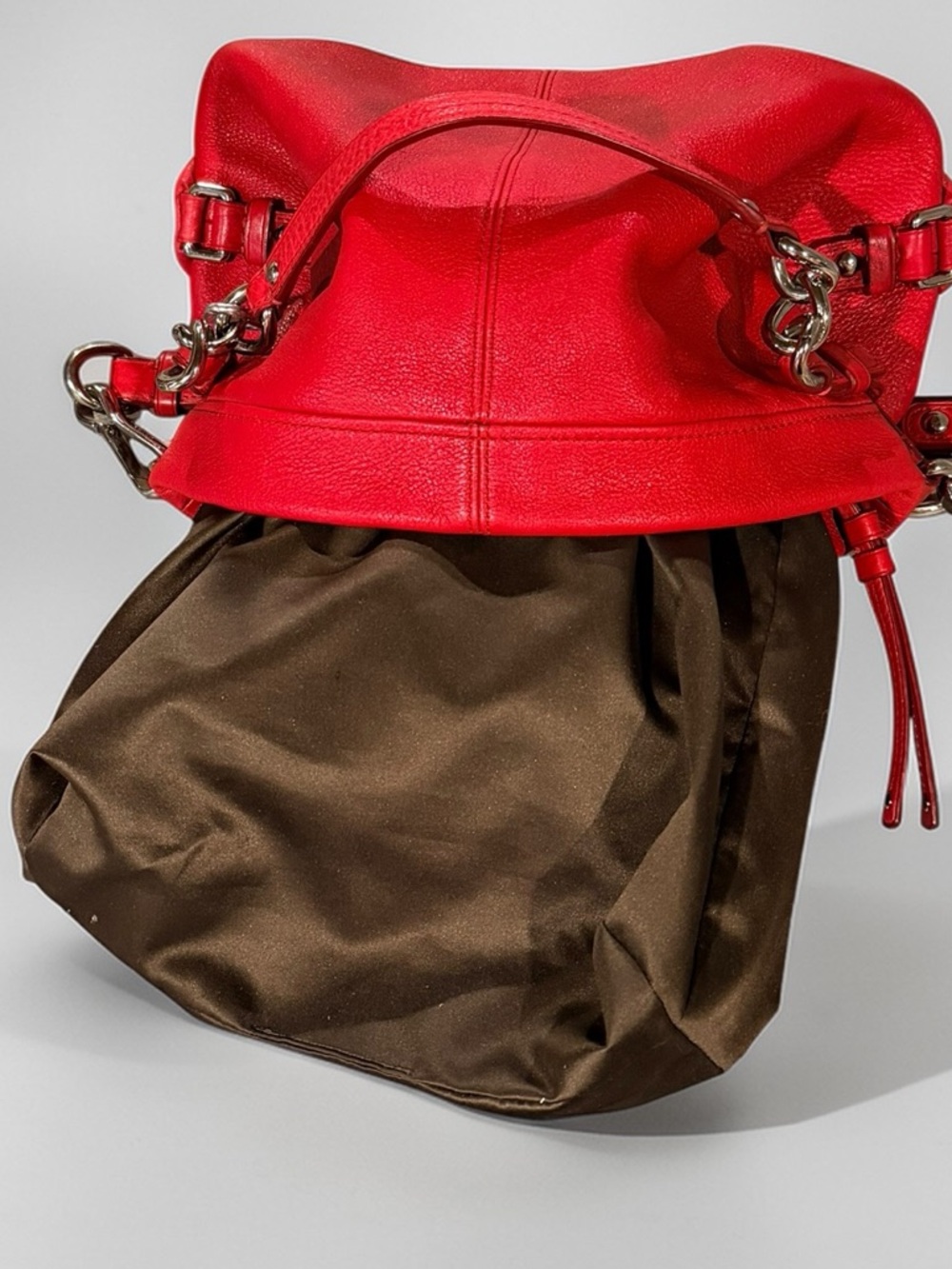 COACH Brooke Red Leather Hobo Shoulder Bag 14142 - Picture 11 of 14
